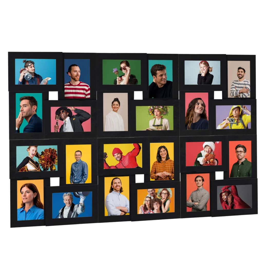 Fotorammekollasj for 24x(13x18 cm) bilde svart MDF