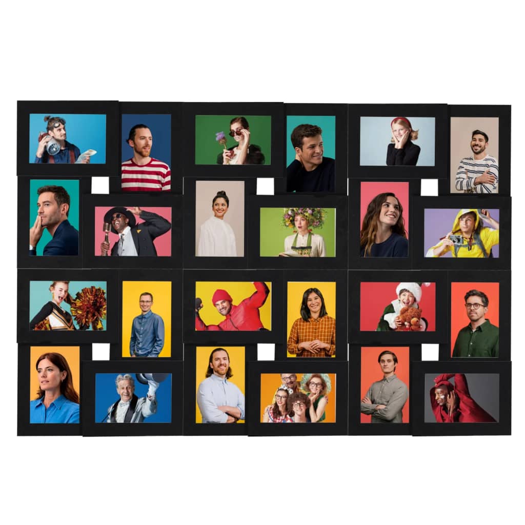 Fotorammekollasj for 24x(13x18 cm) bilde svart MDF