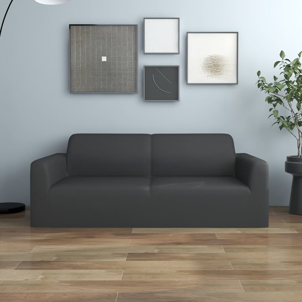 2-seater sofa cover polyester anthracite