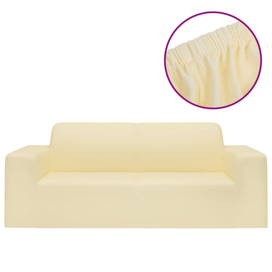 2-seater sofa cover polyester cream white
