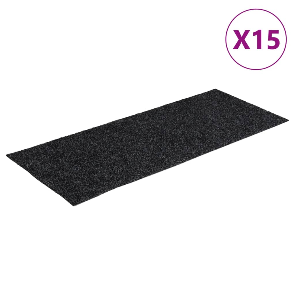 Selvklebende trappematter 15 stk 60x25 cm grå