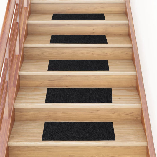 Selvklebende trappematter 15 stk 60x25 cm svart