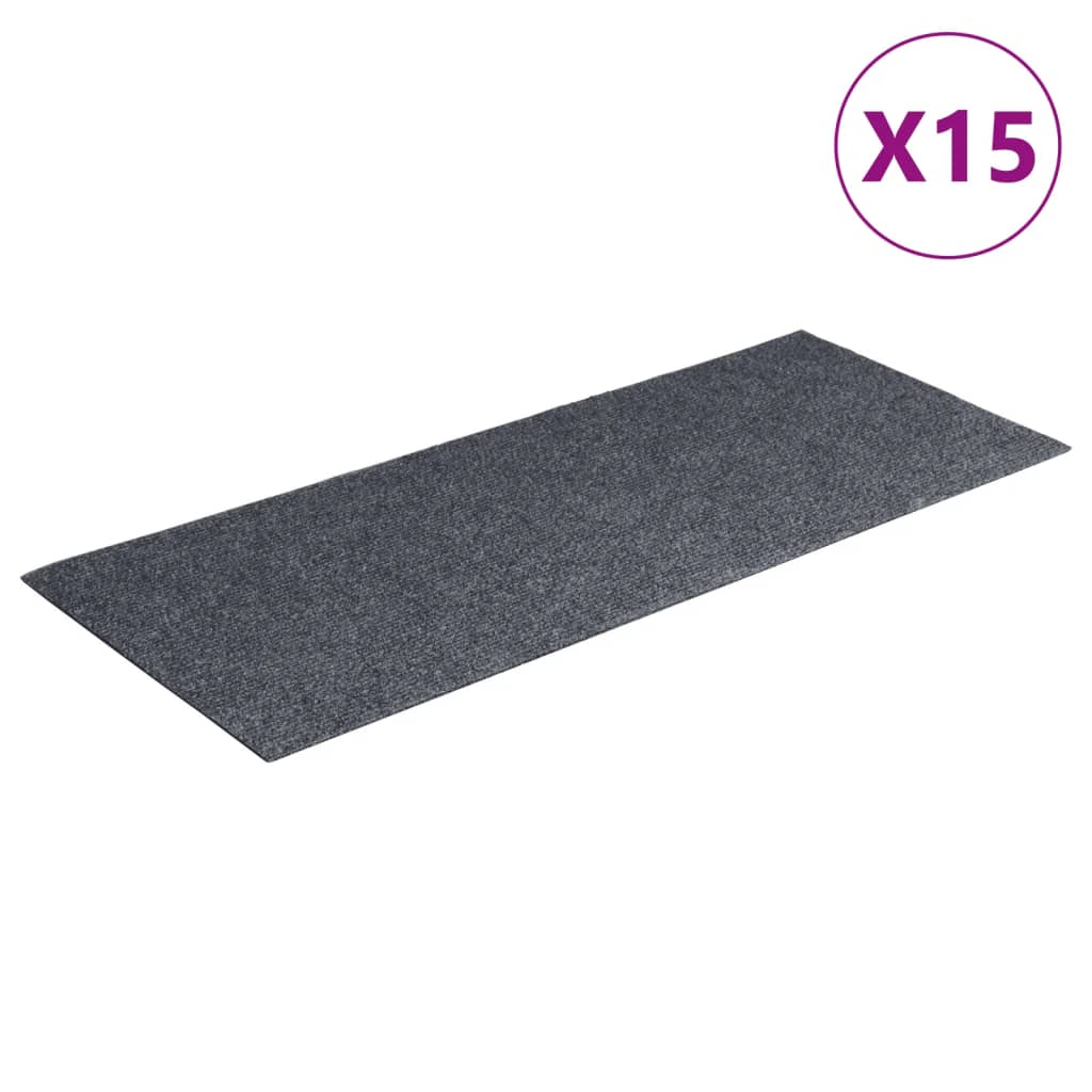 Selvklebende trappematter 15 stk 60x25 cm lysegrå