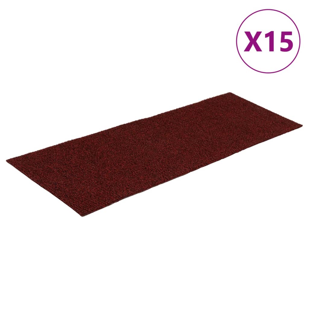 Selvklebende trappematter 15 stk 60x25 cm rød
