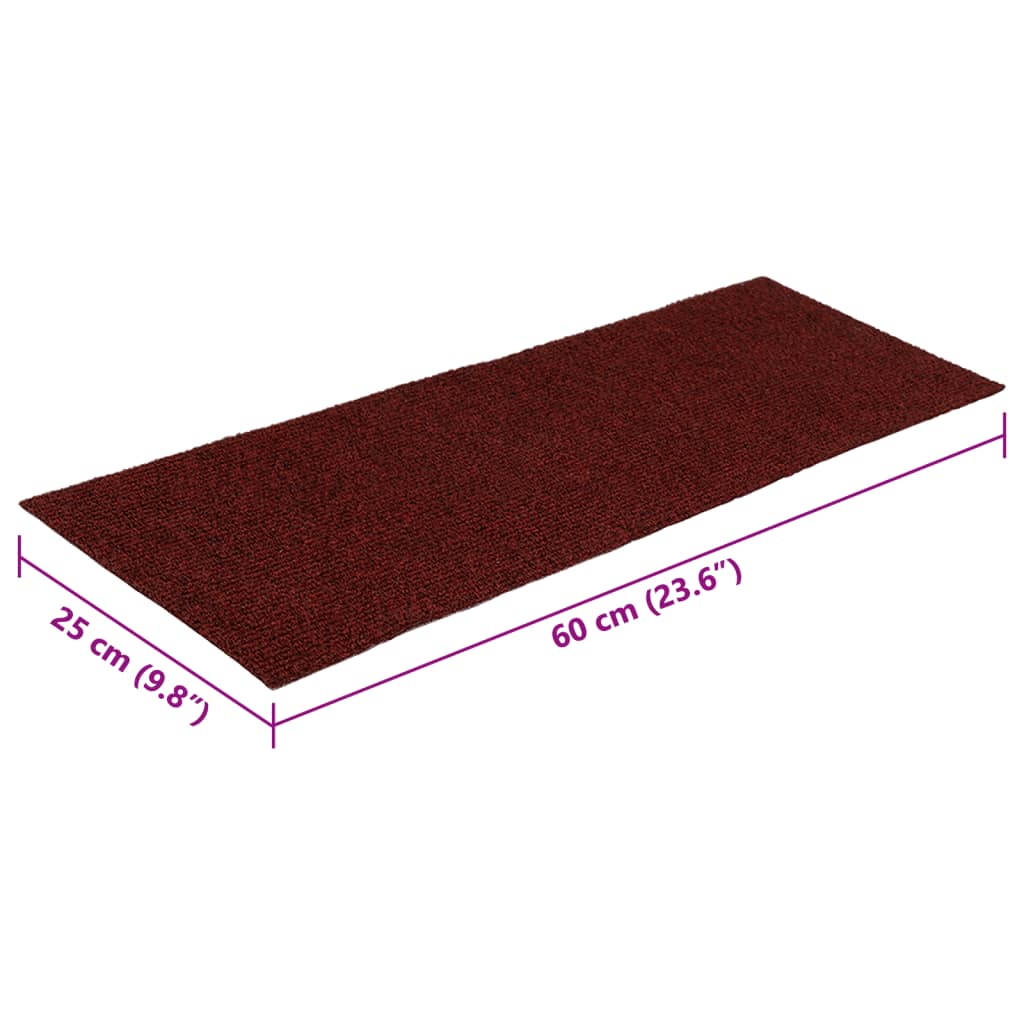 Selvklebende trappematter 15 stk 60x25 cm rød