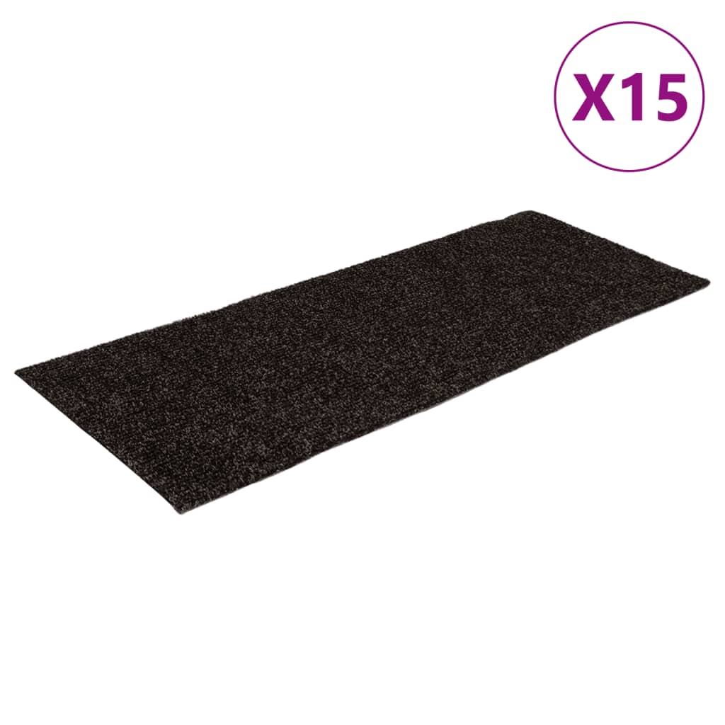 Selvklebende trappematter 15 stk 60x25 cm brun