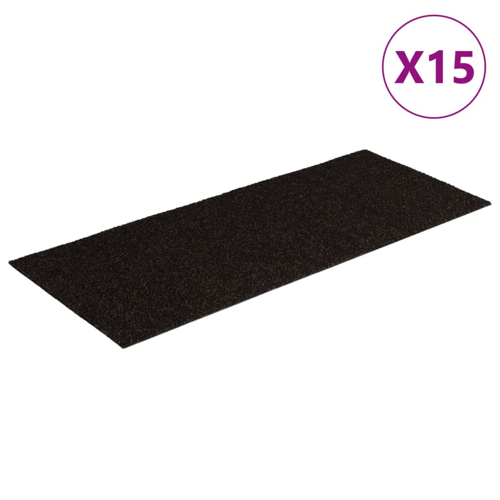 Selvklebende trappematter 15 stk 60x25 cm mørkebrun