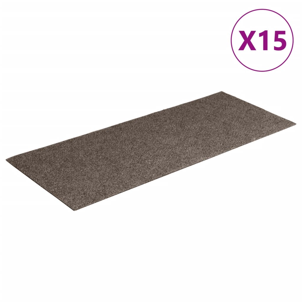 Selvklebende trappematter 15 stk 60x25 cm kremhvit