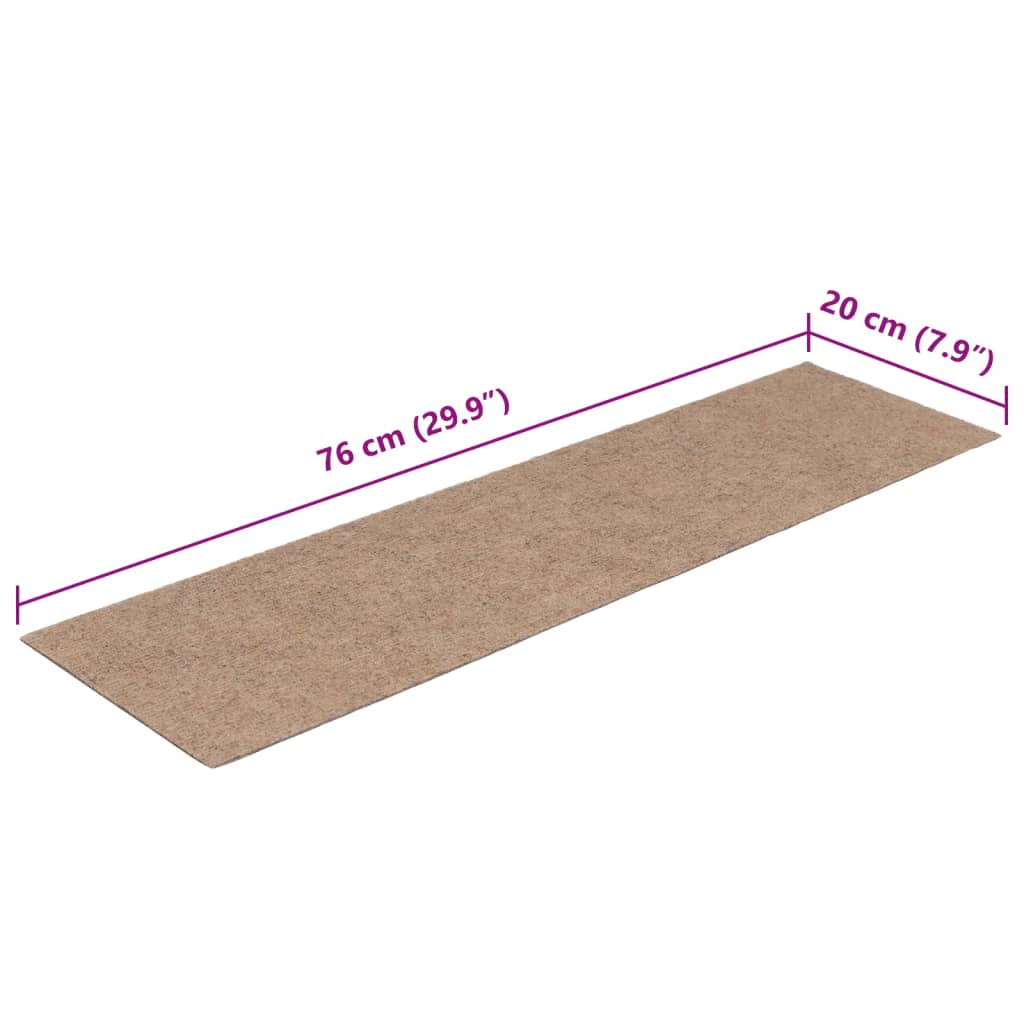Selvklebende trappematter 15 stk 76x20 cm lysebrun