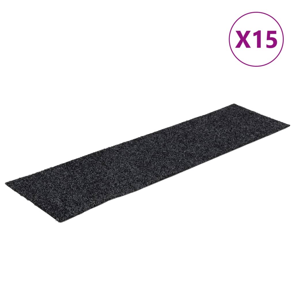 Selvklebende trappematter 15 stk 76x20 cm grå
