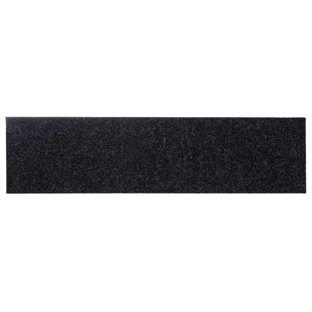 Selvklebende trappematter 15 stk 76x20 cm svart