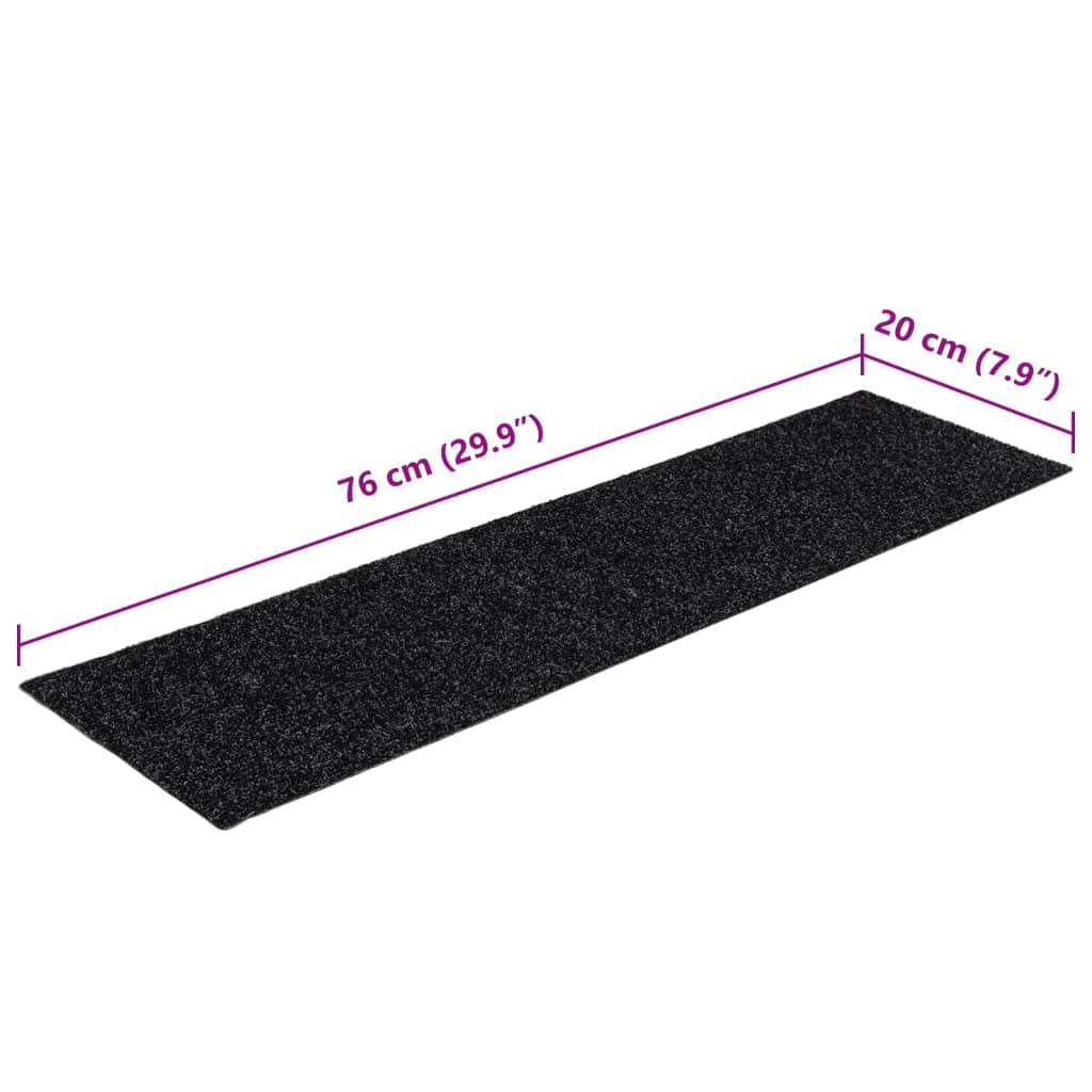 Selvklebende trappematter 15 stk 76x20 cm svart