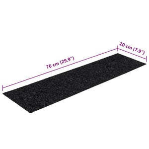 Selvklebende trappematter 15 stk 76x20 cm svart