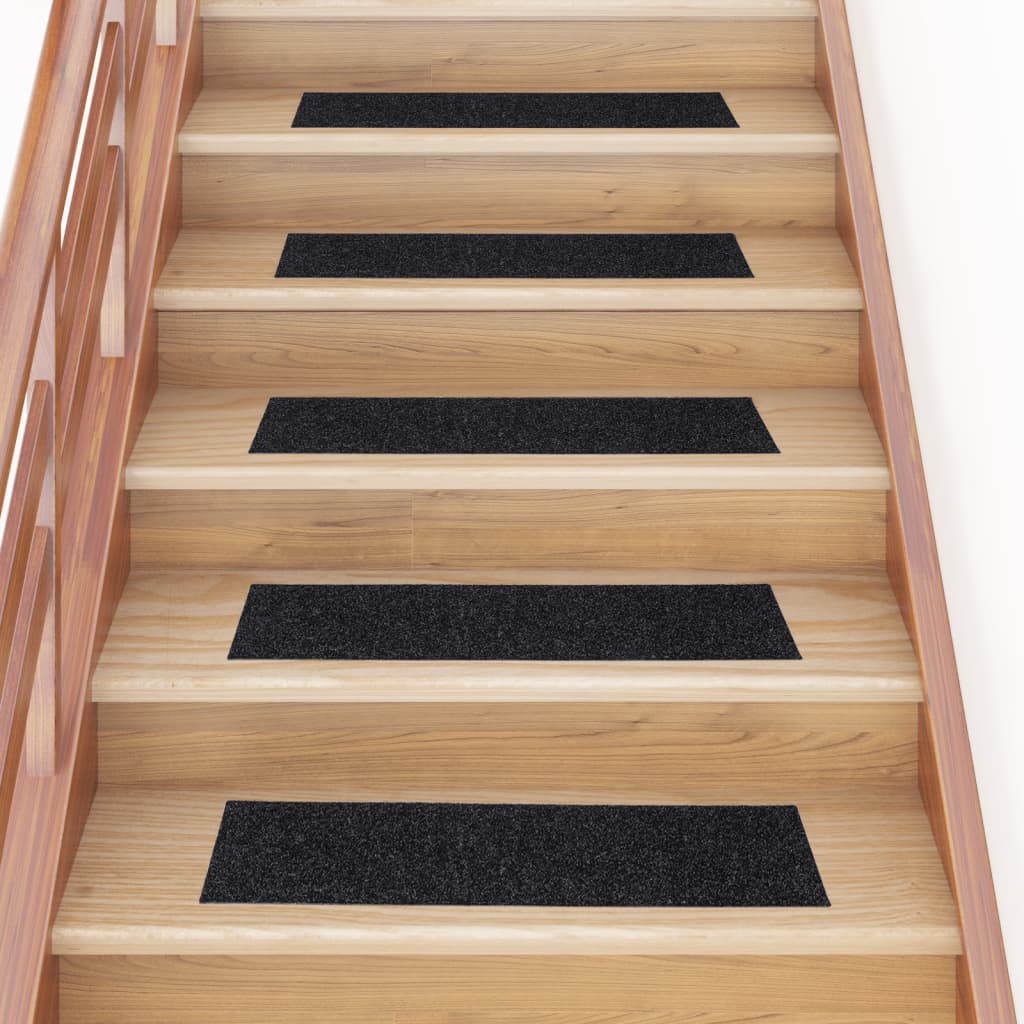 Selvklebende trappematter 15 stk 76x20 cm svart