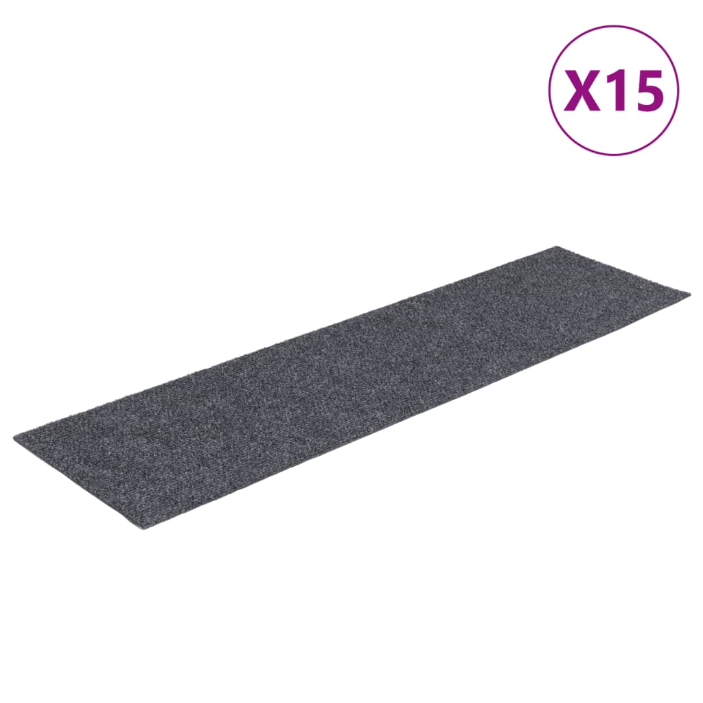 Selvklebende trappematter 15 stk 76x20 cm lysegrå