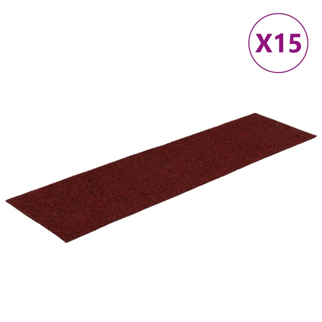 Selvklebende trappematter 15 stk 76x20 cm rød