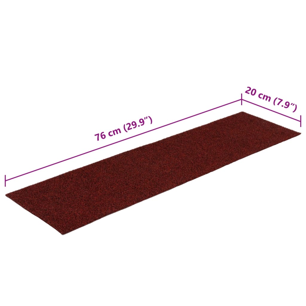 Selvklebende trappematter 15 stk 76x20 cm rød