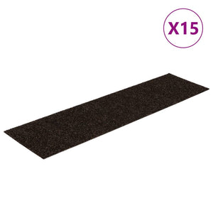 Selvklebende trappematter 15 stk 76x20 cm mørkebrun