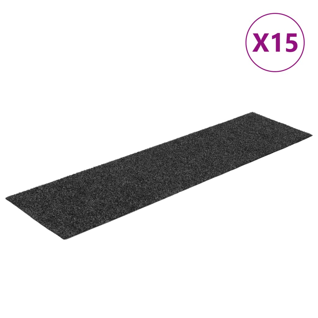 Selvklebende trappematter 15 stk 76x20 cm antrasitt