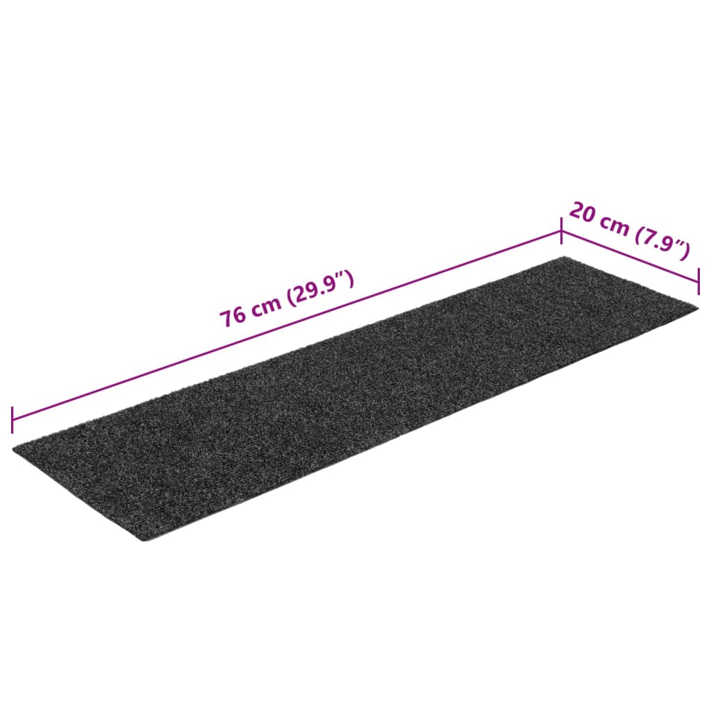 Selvklebende trappematter 15 stk 76x20 cm antrasitt