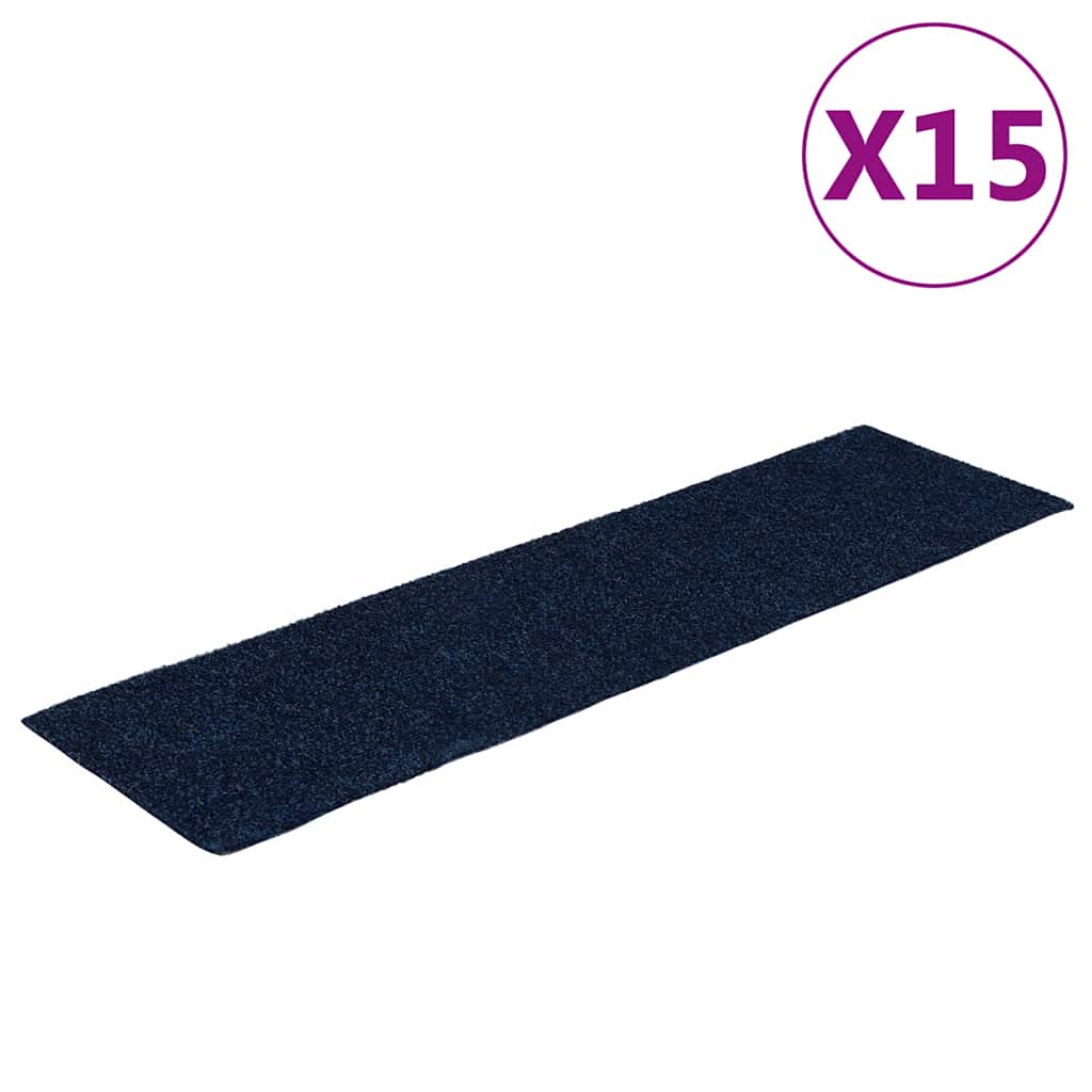 Selvklebende trappematter 15 stk 76x20 cm blå