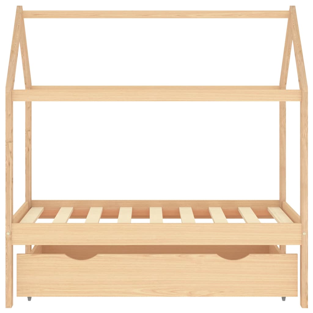 Ramme for barneseng med skuff heltre furu 70x140 cm