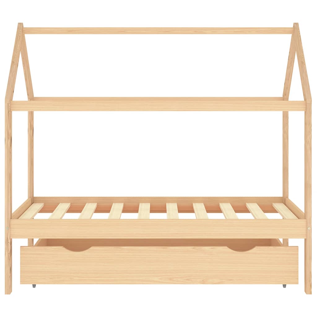 Ramme for barneseng med skuff heltre furu 80x160 cm