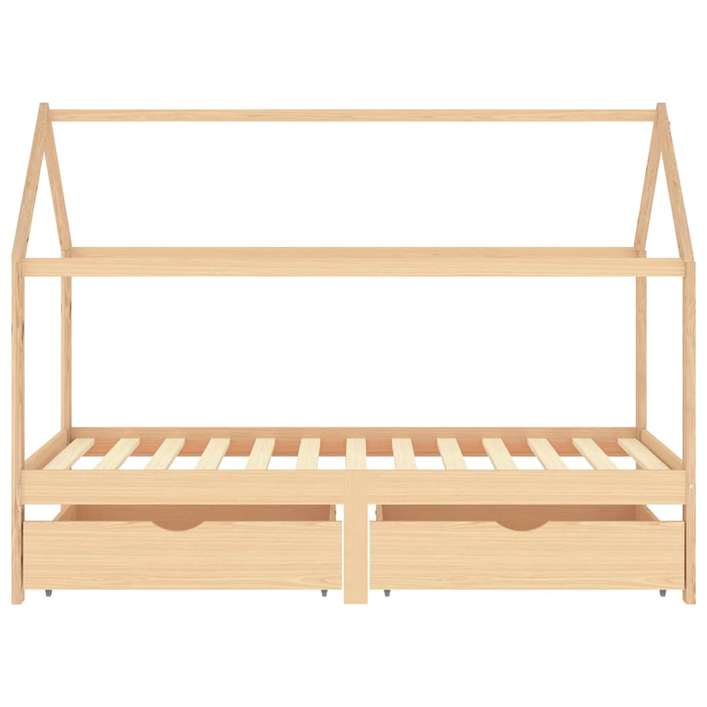Sengeramme for barn med skuffer heltre furu 90x200 cm