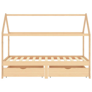 Sengeramme for barn med skuffer heltre furu 90x200 cm