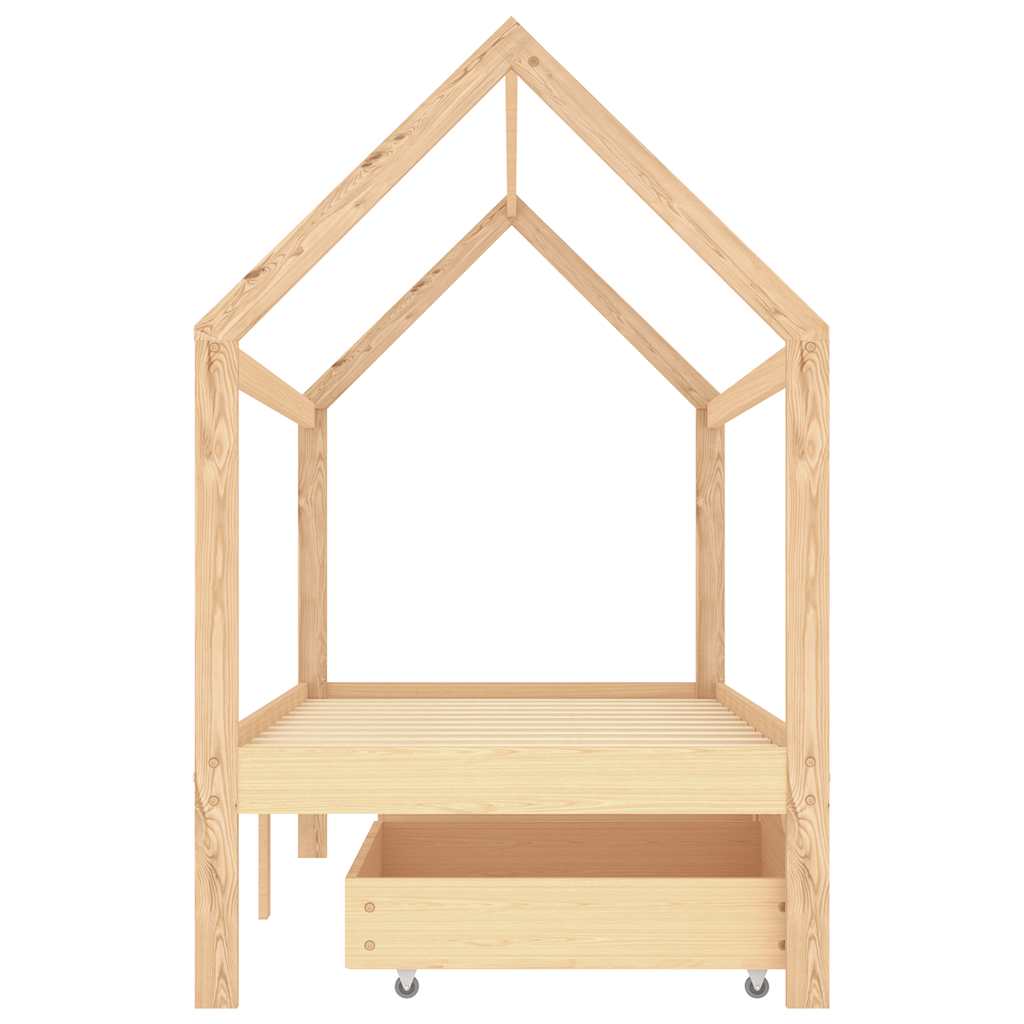 Sengeramme for barn med skuffer heltre furu 90x200 cm