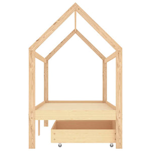 Sengeramme for barn med skuffer heltre furu 90x200 cm