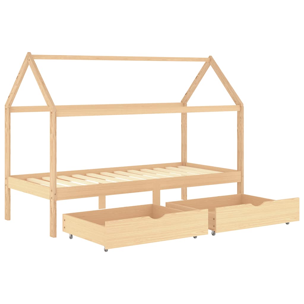 Sengeramme for barn med skuffer heltre furu 90x200 cm
