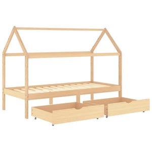 Sengeramme for barn med skuffer heltre furu 90x200 cm