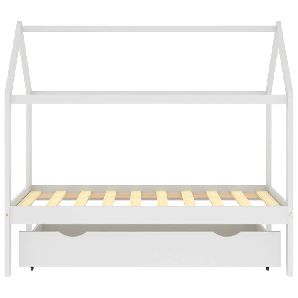 Ramme for barneseng med skuff heltre furu hvit 80x160 cm