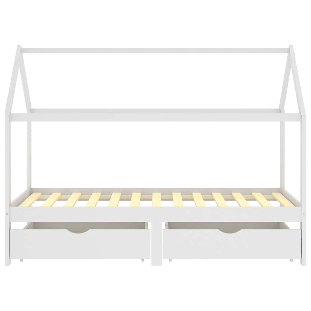 Ramme for barneseng med skuffer hvit heltre furu 90x200 cm