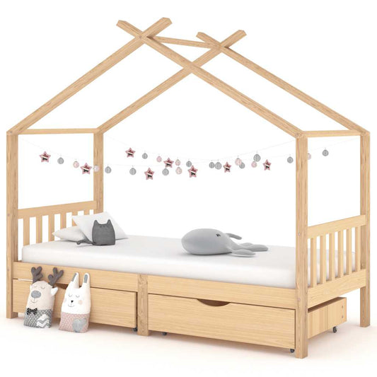 Sengeramme for barn med skuffer heltre furu 90x200 cm