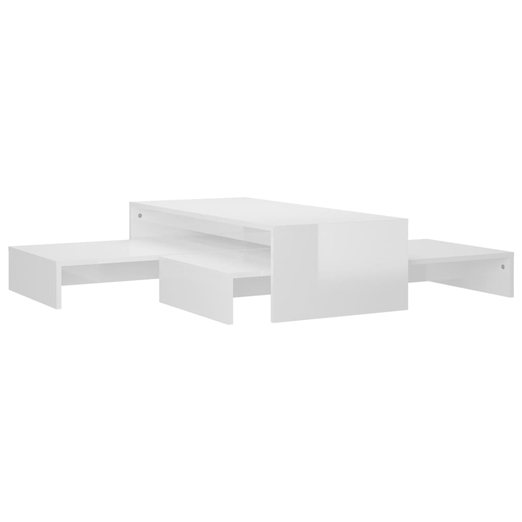 Stablebart salongbordsett høyglans hvit 100x100x26,5 cm