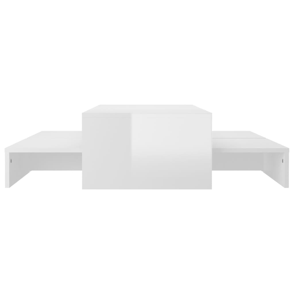 Stablebart salongbordsett høyglans hvit 100x100x26,5 cm