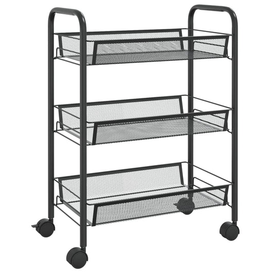 3-tier kitchen trolley black 46x26x64 cm iron