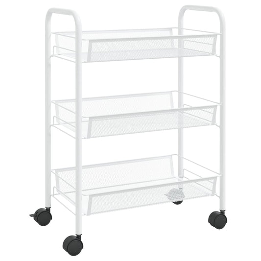 3-tier kitchen trolley white 46x26x64 cm iron