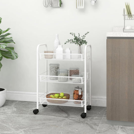 3-tier kitchen trolley white 46x26x64 cm iron