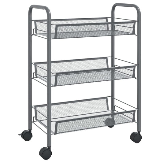 3-tier kitchen trolley gray 46x26x64 cm iron