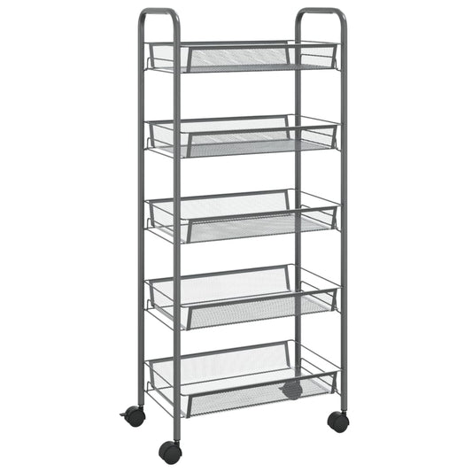 5-tier kitchen trolley gray 46x26x105 cm iron