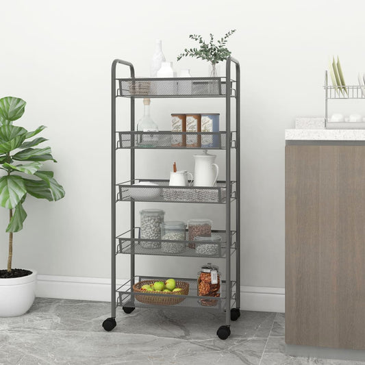 5-tier kitchen trolley gray 46x26x105 cm iron