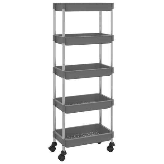 5-tier kitchen trolley gray 42x29x128 cm iron and ABS