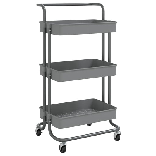 3-tier kitchen trolley gray 42x35x85 cm iron and ABS
