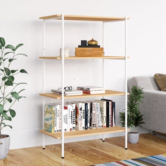 4-tier shelving unit white and oak 80x40x130 cm