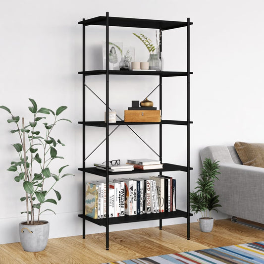 5-tier shelving unit black 80x40x163 cm