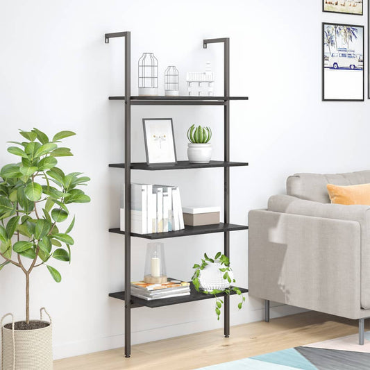 Ladder shelves 4 levels black 64x35x152.5 cm