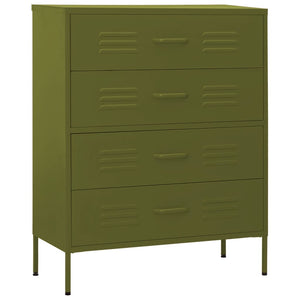 Kommode olivengrønn 80x35x101,5 cm stål